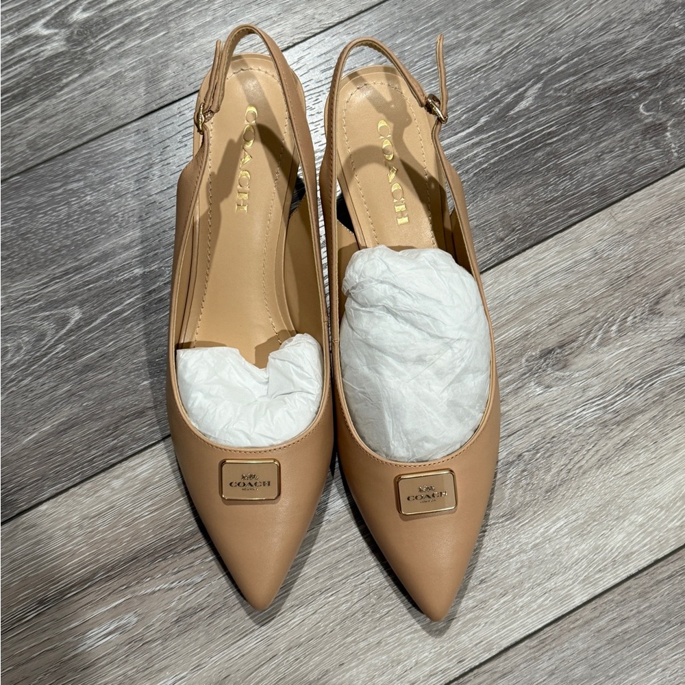 Coach Tan Pointed Toe Heels